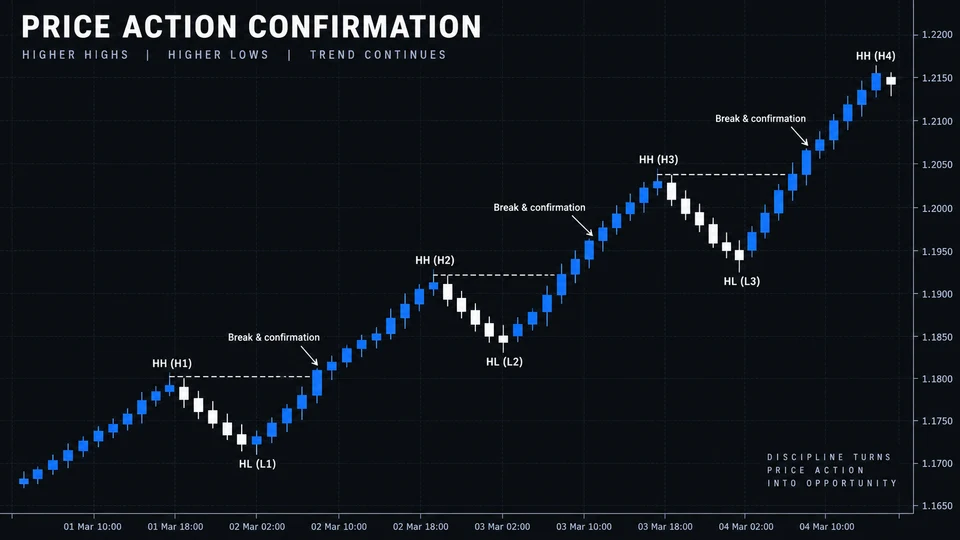 Price action: illustrative educational chart
